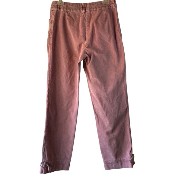 Garnet Hill Dusty Rose Pink High Waist Ribbed Cotton Corduroy Cuffed Pants SZ 8 - Picture 2 of 13